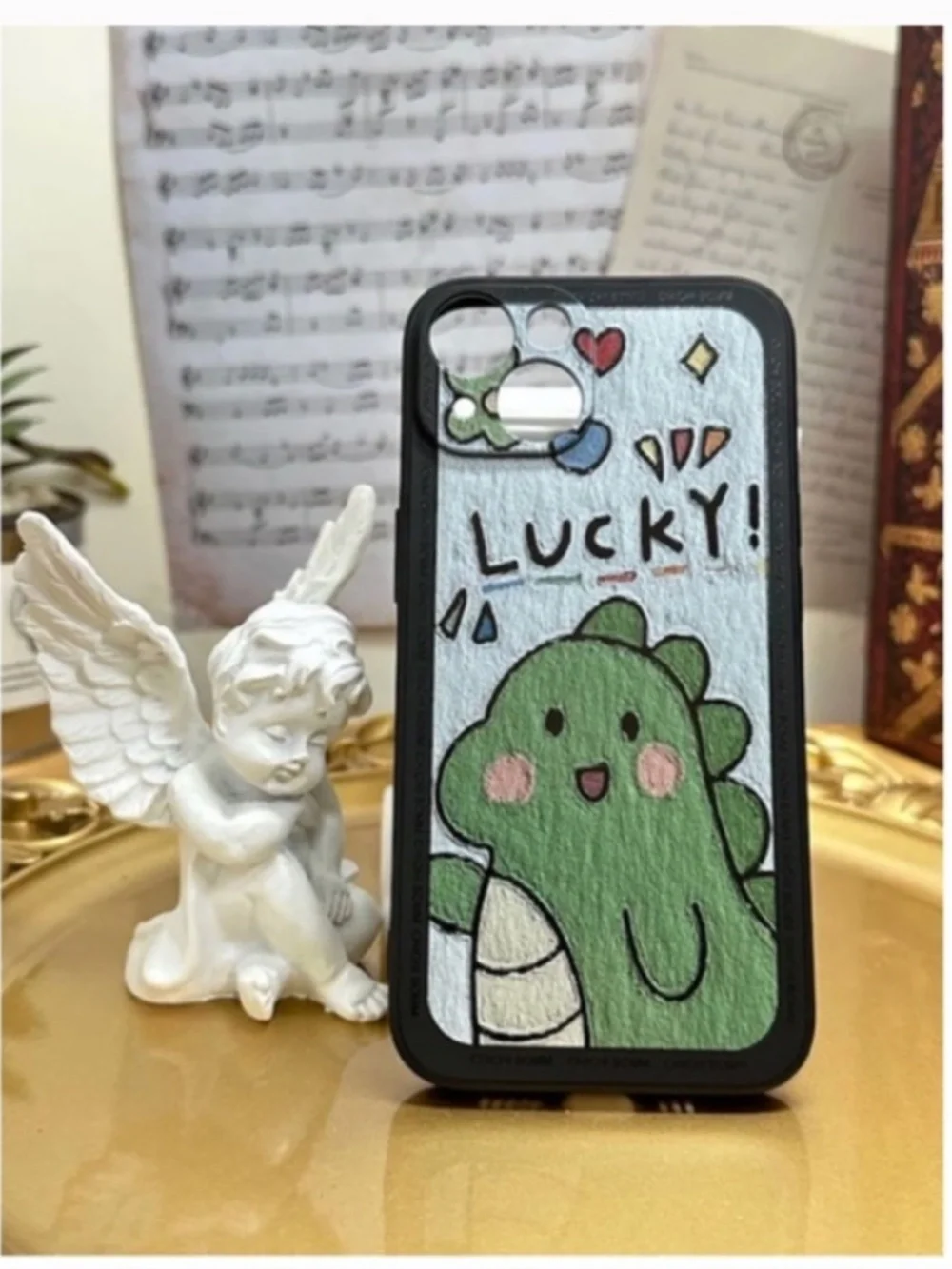 4 items.iphone14 /14plus/14pro/14promax cartoon case, cute Dinosaur case